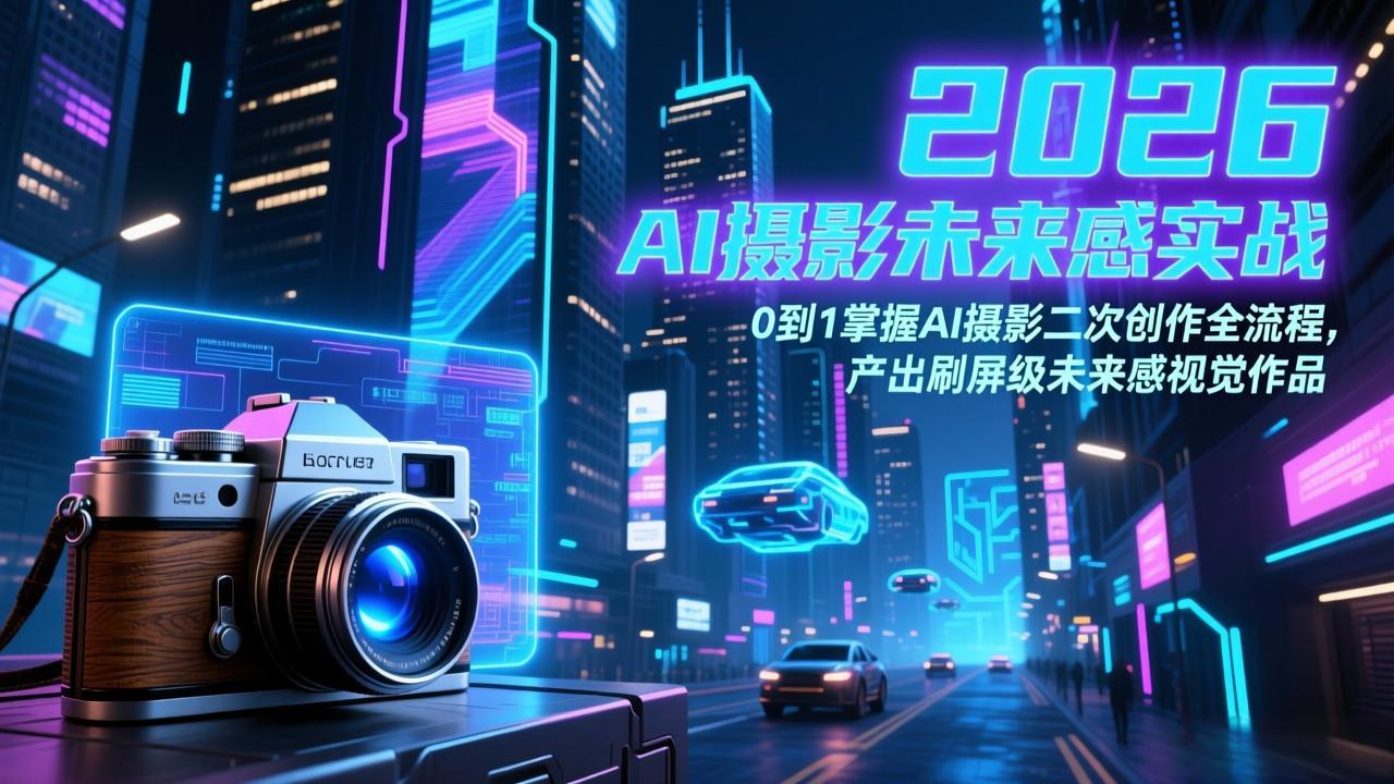 2026 AI摄影未来感实战：0到1掌握AI摄影二次创作全流程，产出刷屏级未来感视觉作品-藏宝阁