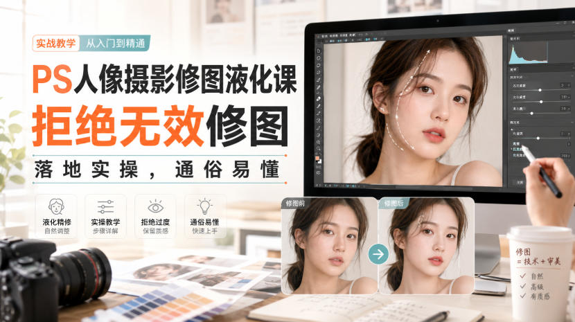 PS人像摄影修图液化课，拒绝无效修图，落地实操，通俗易懂-藏宝阁