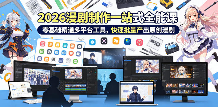 2026 AI漫剧制作一站式全能课，零基础精通多平台工具，快速批量产出原创漫剧-藏宝阁