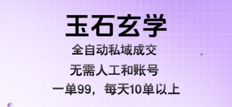 玉石玄学全自动私域成交，一单99每天十单以上，无需人工和矩阵账号，蓝海项目直接干【揭秘】-藏宝阁