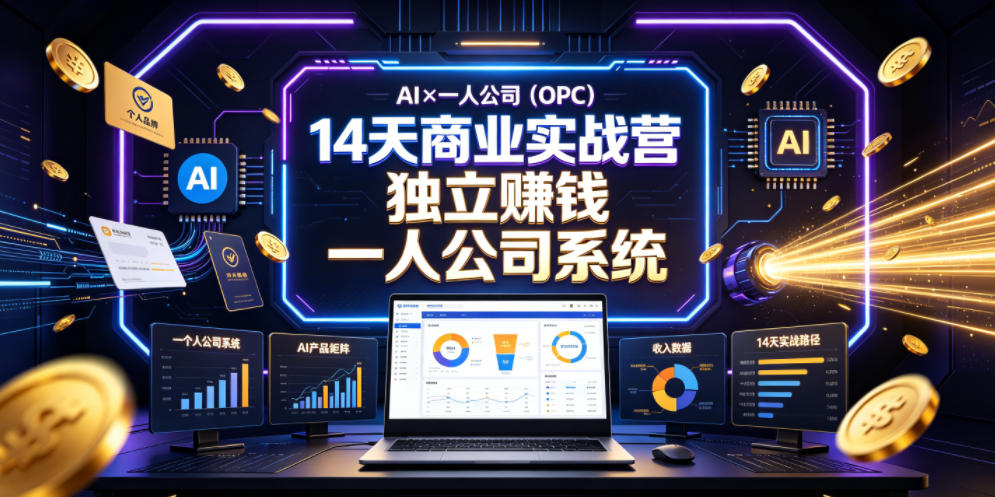AI×一人公司(OPC)14天商业实战营，用AI帮你搭建一个属于你自己的、能独立賺钱的一人公司系统-藏宝阁