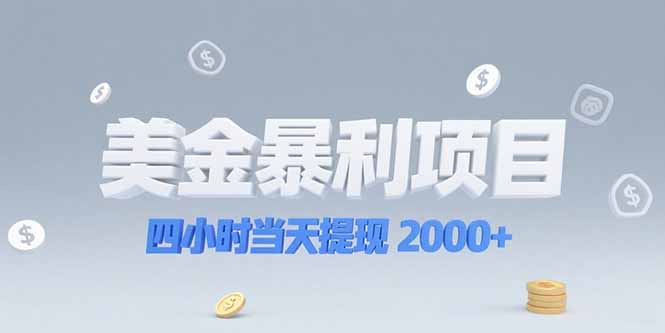 美金暴利项目，四小时当天提现 2000+机会留给会选赛道的人-藏宝阁