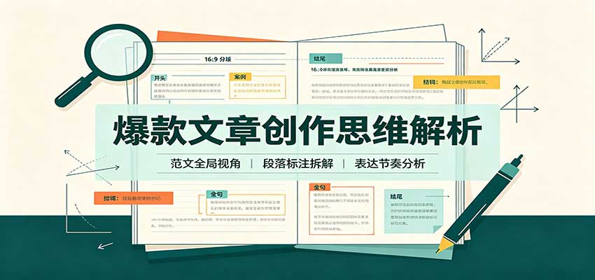 爆款文章创作思维解析：全局视角拆解范文，梳理行文逻辑，搭配真实拆文实操案例-藏宝阁