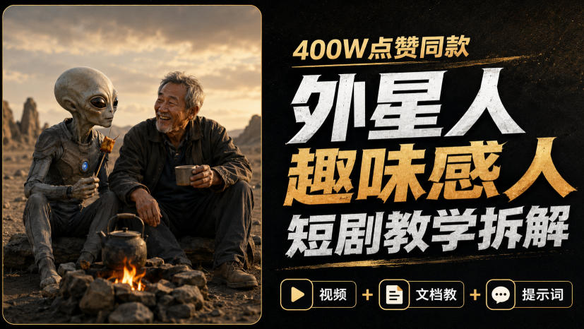400W点赞同款外星人趣味感人短剧教学拆解，视频+文档教+提示词-藏宝阁