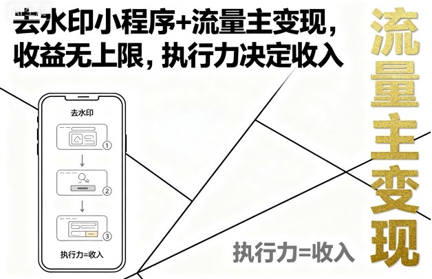 去水印小程序+流量主变现，收益无上限，执行力决定收入-藏宝阁