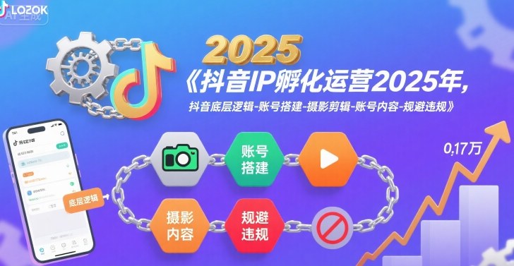 抖音IP孵化运营2025年，抖音底层逻辑-账号搭建-摄影剪辑-账号内容-规避违规-藏宝阁