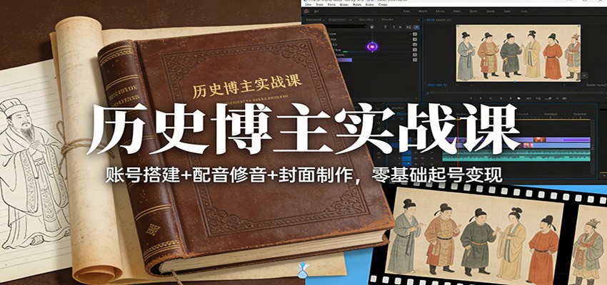 历史博主实战课：账号搭建+配音修音+封面制作，零基础起号变现-藏宝阁