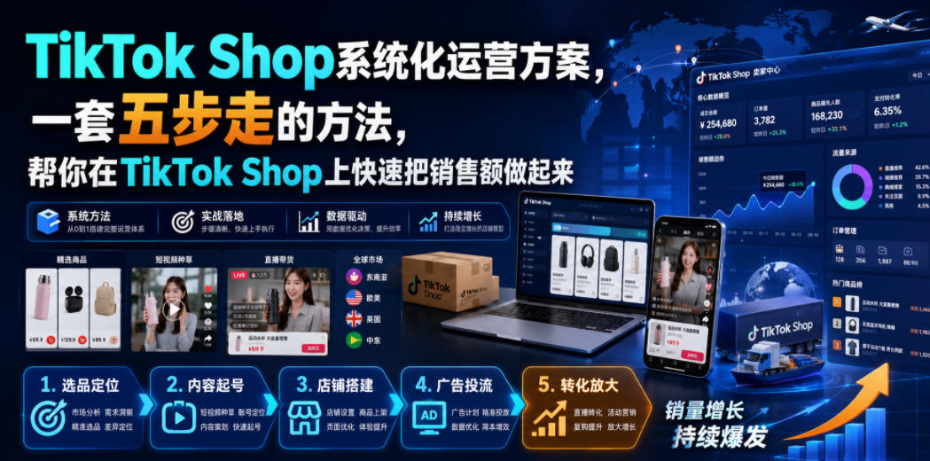 TikTok Shop系统化运营方案，一套五步走的方法，帮你在TikTok Shop上快速把销售额做起来【原创双语字幕】-藏宝阁