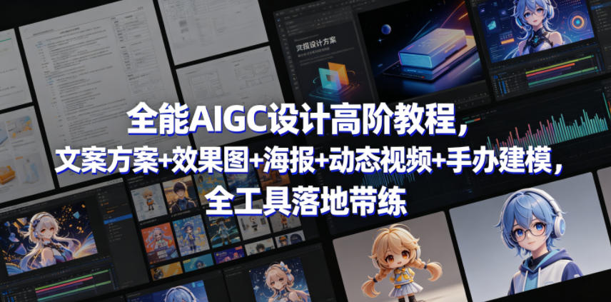 全能AIGC设计高阶教程，文案方案+效果图+海报+动态视频+手办建模，全工具落地带练-藏宝阁