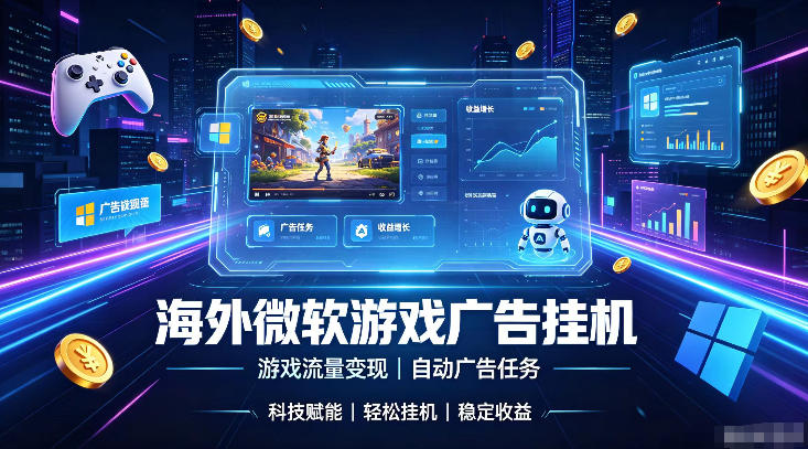 海外游戏广告自动挂G，轻资产海外副业风口，单设备稳定产出500+【揭秘】-藏宝阁