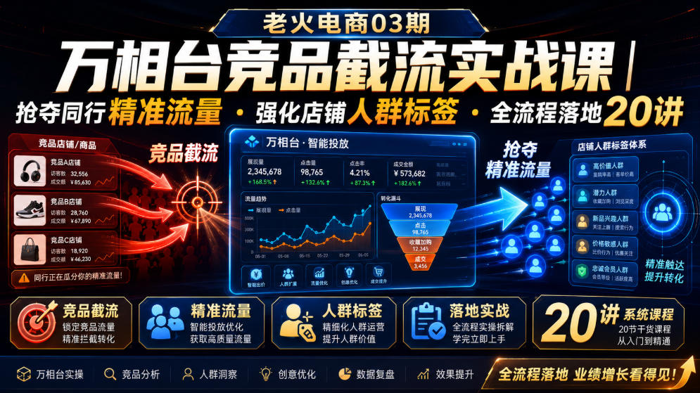 老火电商03期・万相台竞品截流实战课｜抢夺同行精准流量・强化店铺人群标签・全流程落地20讲-藏宝阁