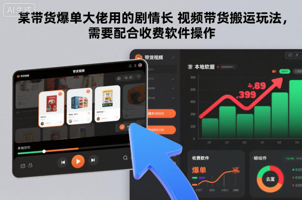 某带货爆单大佬用的剧情长视频带货搬运玩法，需要配合收费软件操作-藏宝阁