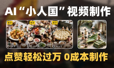 爆款1000W+播放微缩景观迷你小人国AI视频0成本制作全流程教学-藏宝阁