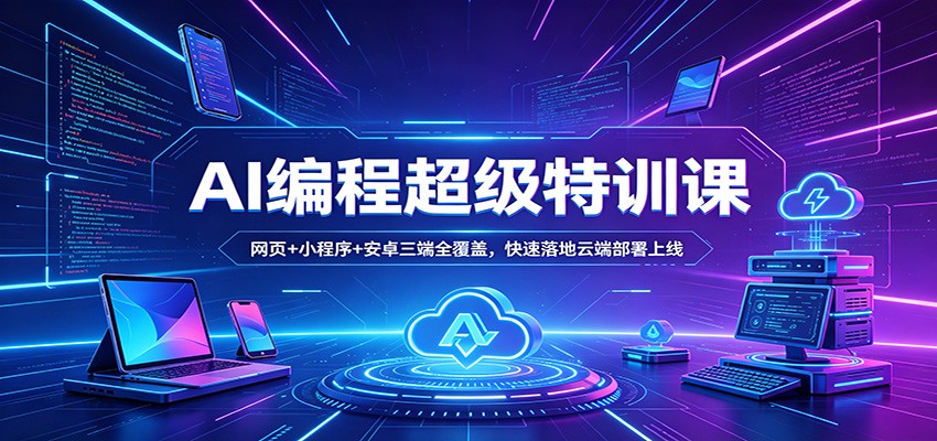 AI编程超级特训课：网页+小程序+安卓三端全覆盖，快速落地云端部署上线-藏宝阁