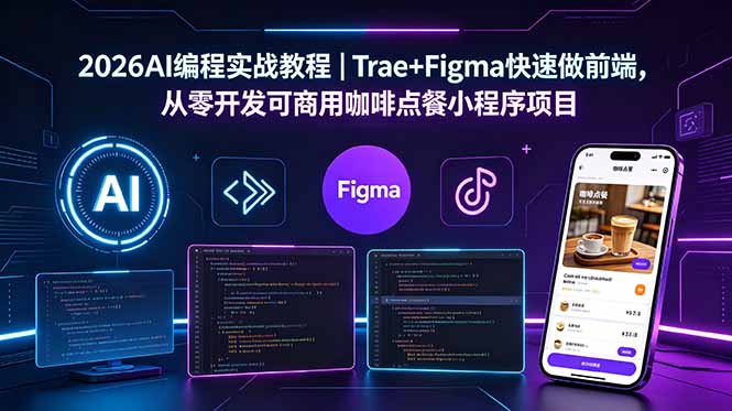 2026AI编程实战教程｜Trae+Figma快速做前端，从零开发可商用咖啡点餐小程序项目-藏宝阁