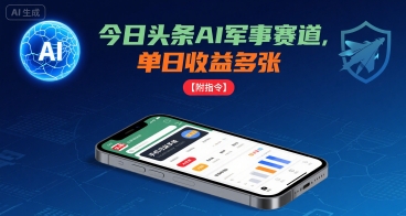 今日头条AI军事赛道，单日收益多张 ，手机可做【附指令】-藏宝阁