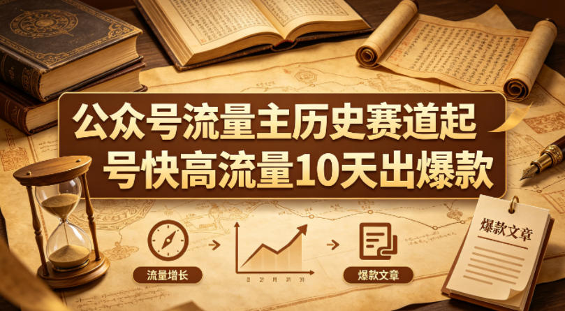 公众号流量主之历史赛道，起号快+高流量，10天就能出爆款！-藏宝阁