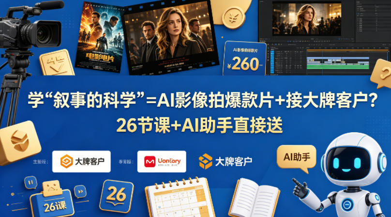 学《叙事的科学》=AI影像拍爆款片+接大牌客户？26节课+AI助手直接送【原创双语字幕】-藏宝阁