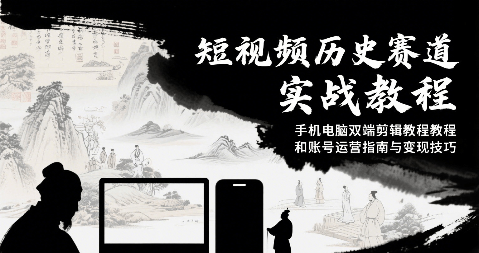 短视频历史赛道实战教程，手机电脑双端剪辑教程和账号运营指南与变现技巧-藏宝阁
