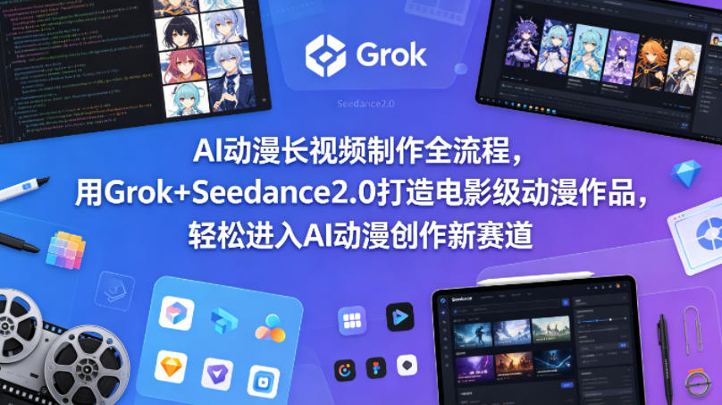 AI动漫长视频制作全流程，用Grok+Seedance2.0打造电影级动漫作品，轻松进入AI动漫创作新赛道-藏宝阁
