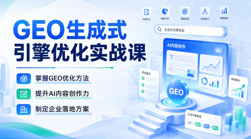 GEO生成式引擎优化实战课，掌握GEO优化方法，提升AI内容创作力，制定企业落地方案-藏宝阁