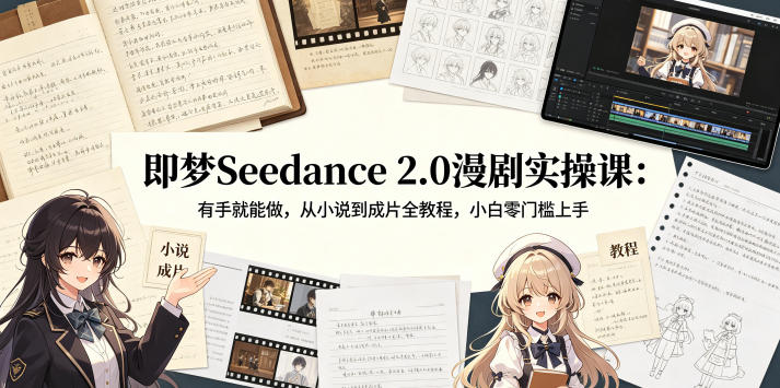即梦Seedance 2.0漫剧实操课：有手就能做，从小说到成片全教程，小白零门槛上手-藏宝阁