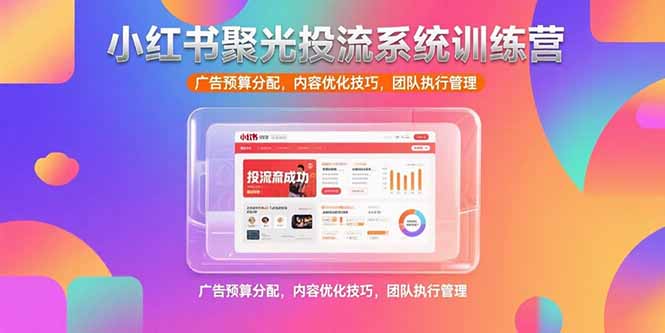 小红书聚光投流系统训练营，广告预算分配，内容优化技巧，团队执行管理-藏宝阁