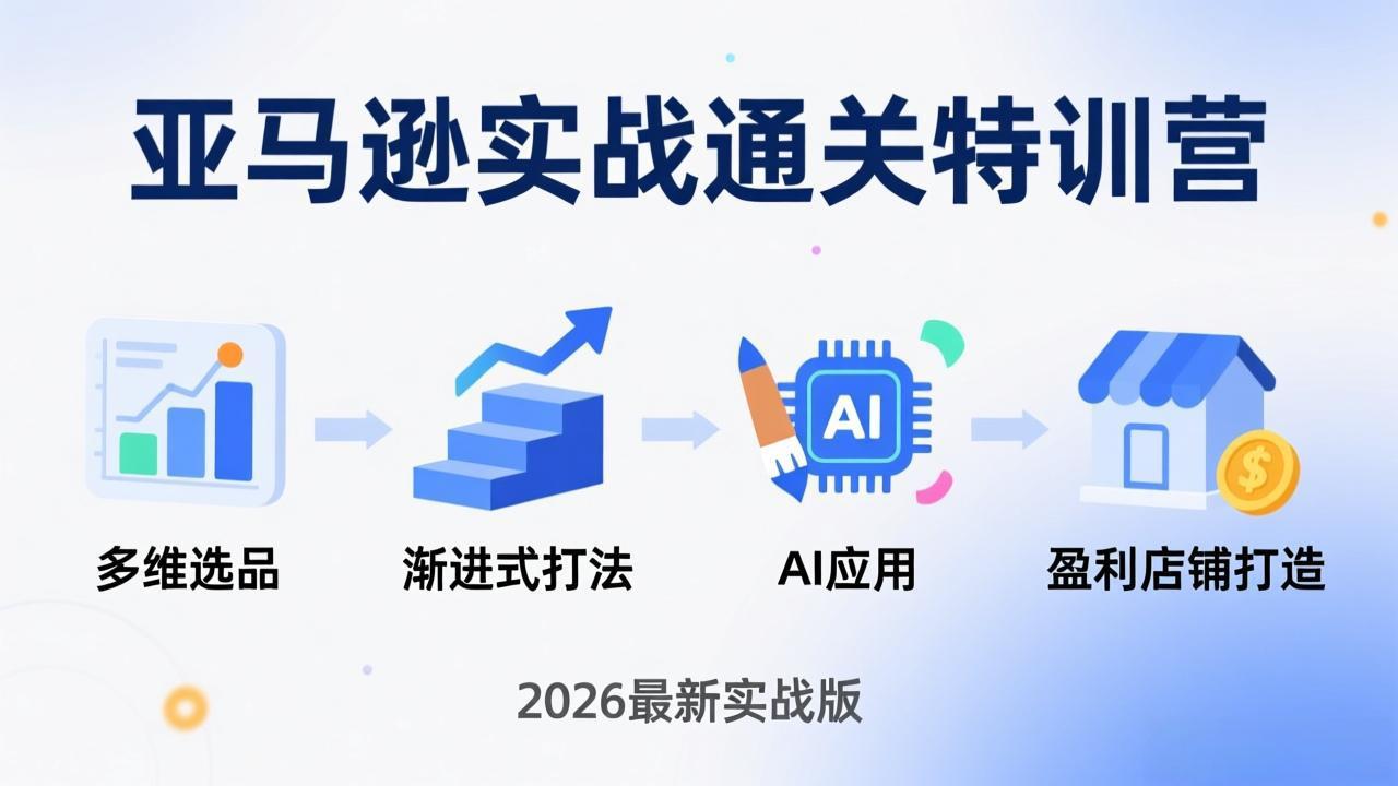 亚马逊实战通关特训营：2026年3月更新，多维选品+渐进式打法+AI应用，从0到1打造盈利店铺-藏宝阁