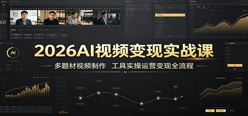 2026AI视频变现实战课：多题材视频制作，工具实操运营变现全流程-藏宝阁