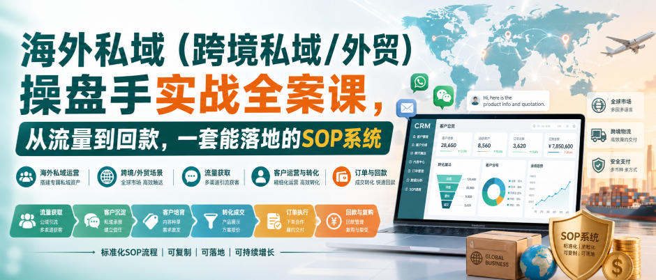 海外私域(跨境私域/外贸)操盘手实战全案课，从流量到回款，一套能落地的SOP系统-藏宝阁