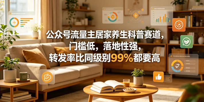 公众号流量主居家养生科普赛道，门槛低，落地性强，转发率比同级别99％都要高-藏宝阁