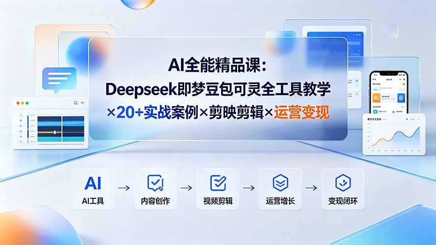 AI全能精品课：Deepseek即梦豆包可灵全工具教学×20+实战案例×剪映剪辑×运营变现-藏宝阁