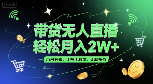 带货无人直播，轻松月入2W+，小白必做，手把手教学，无脑操作(附学习资料)-藏宝阁