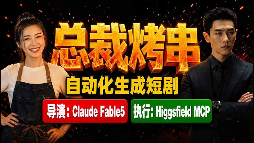 《总裁烤串》真人短剧全自动诞生！Claude Fable5 当导演，Higgsfield MCP 执行！-藏宝阁