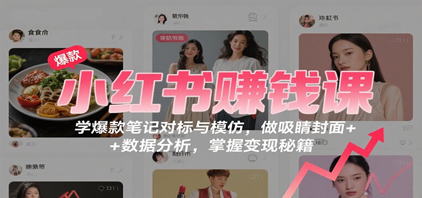 小红书赚钱课：学爆款笔记对标与模仿，做吸睛封面 + 数据分析，掌握变现秘籍-藏宝阁