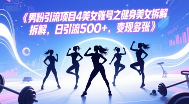 男粉引流项目4美女账号之健身美女拆解，日引流500+，变现多张-藏宝阁