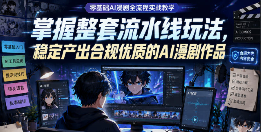零基础AI漫剧全流程实战教学，掌握整套流水线玩法，稳定产出合规优质的AI漫剧作品-藏宝阁