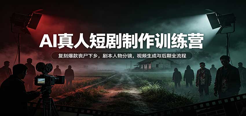 AI真人短剧制作训练营：复刻爆款丧尸下乡，剧本人物分镜，视频生成与后期全流程-藏宝阁