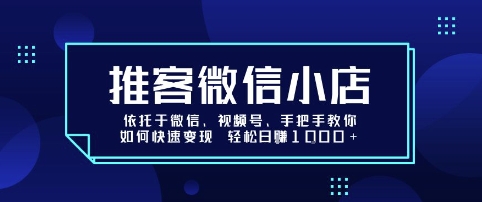 推客微信小店依托于微信、视频号，手把手教你如何快速变现 轻松日入1k+【揭秘】-藏宝阁