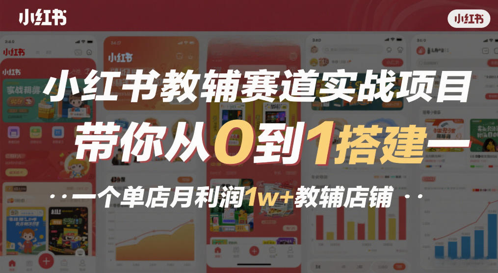 小红书教辅赛道实战项目，带你从0到1搭建一个单店月利润1w+教辅店铺-藏宝阁