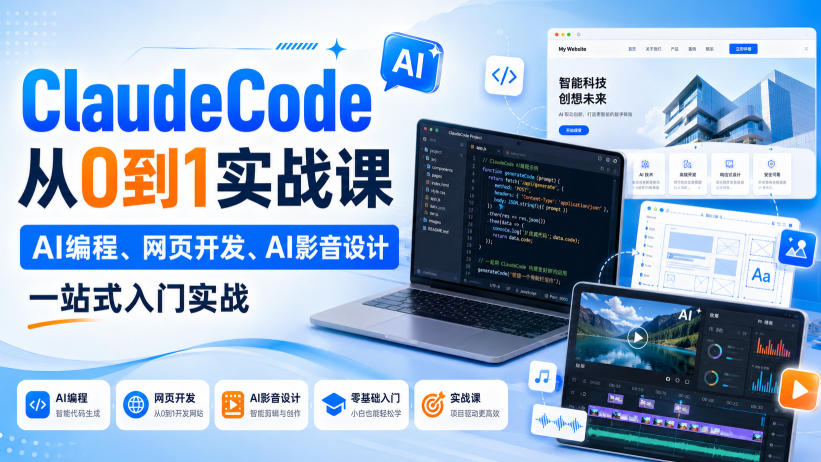 Claude Code从0到1实战课，AI编程、网页开发、AI影音设计一站式入门实战(更新)-藏宝阁