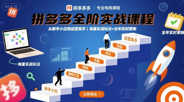 拼多多全阶实战课程，从新手小白到运营高手，海量实战玩法+全年实时更新【2025年9月更新】-藏宝阁