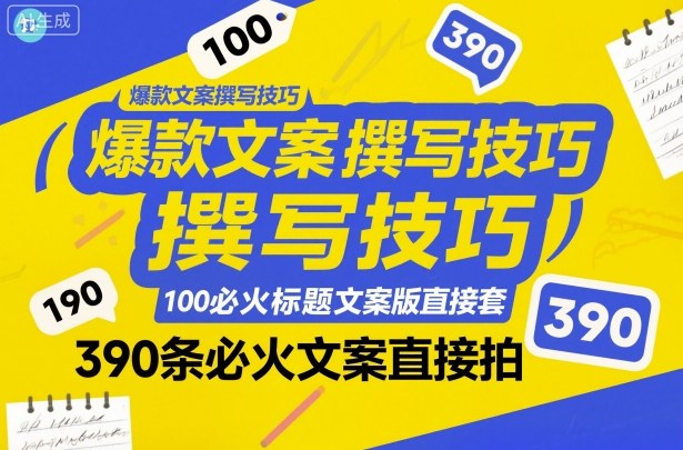 爆款文案撰写技巧，100个必火标题文案模版直接套，390条必火文案直接拍-藏宝阁