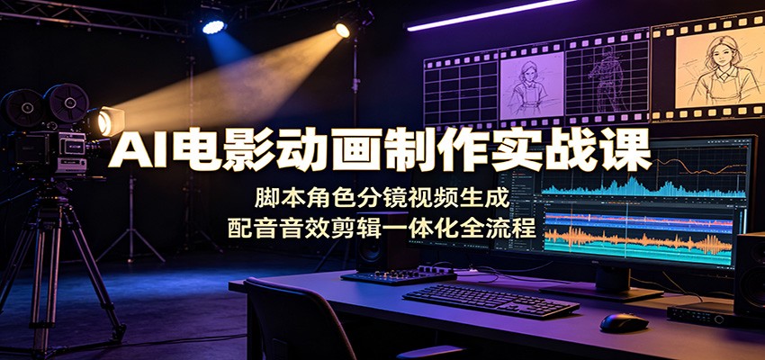 AI电影动画制作实战课：脚本角色分镜视频生成，配音音效剪辑一体化全流程-藏宝阁