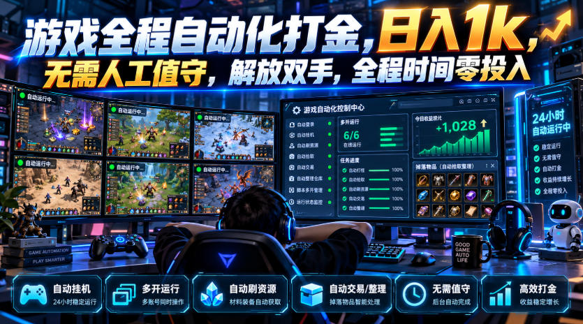 游戏全程自动化打金，日入1k，无需人工值守，解放双手，全程时间零投入【揭秘】-藏宝阁