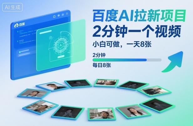 百度AI拉新项目，2分钟一个视频，小白可做，一天8张【附案例+保姆级教程】-藏宝阁