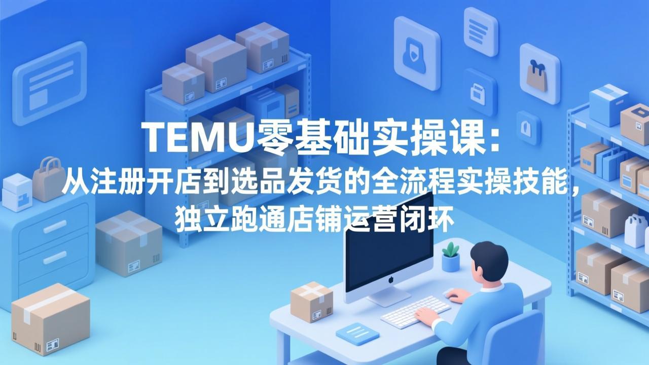 TEMU零基础实操课：从注册开店到选品发货的全流程实操技能，独立跑通店铺运营闭环-藏宝阁