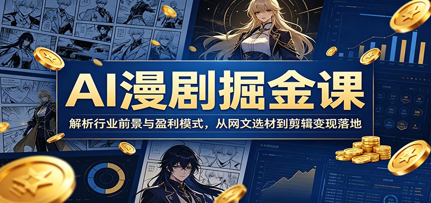 AI漫剧掘金课：解析行业前景与盈利模式，从网文选材到剪辑变现落地-藏宝阁