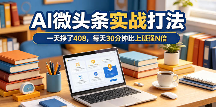 一天挣了408，AI微头条实战打法，每天30分钟比上班强N倍-藏宝阁
