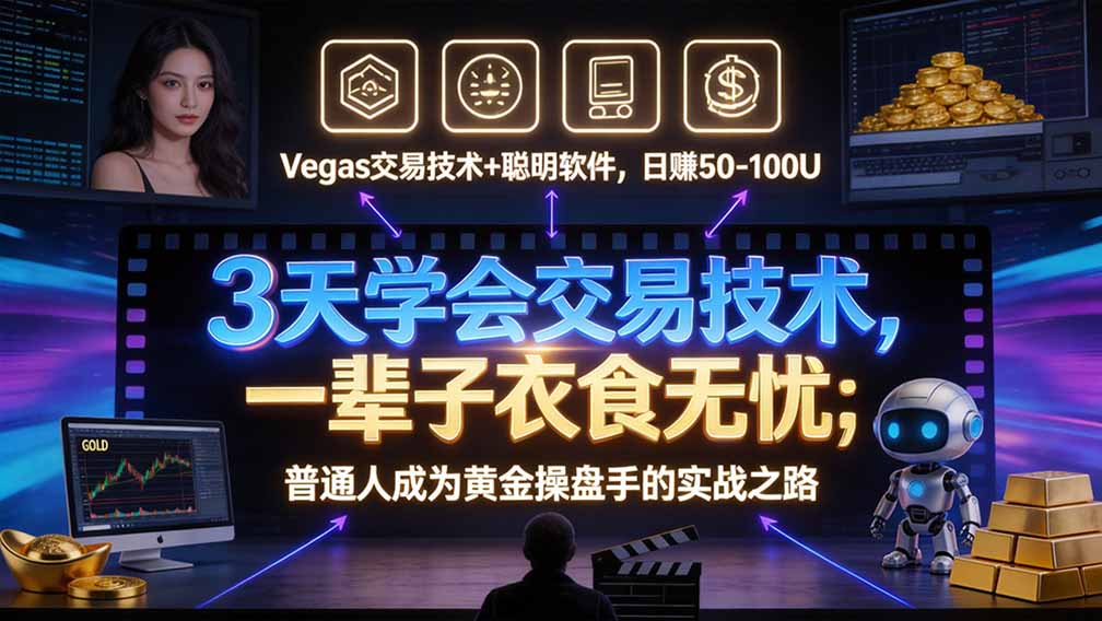 “顺势而为交易系统”3天学会交易技术，聪明软件辅助，小白也能看懂趋势交易，日入30-100U,长期稳定-藏宝阁